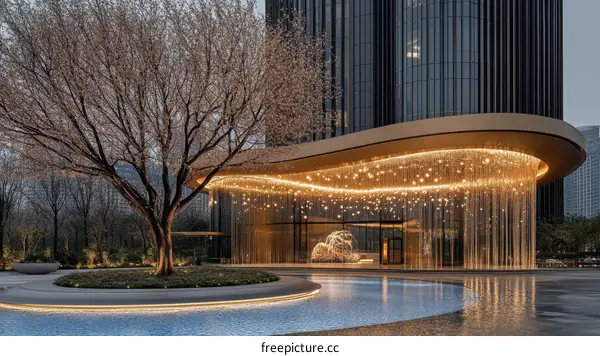 Modern Architectural Design of a Business Building Entrance