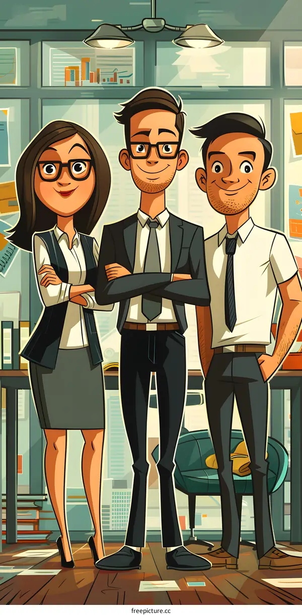 Business Team Standing Together in Office