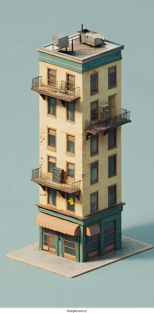 Vintage Building 3D Model Illustration