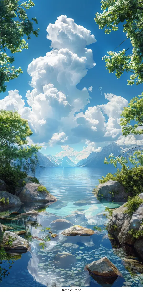 Mountain lake and trees