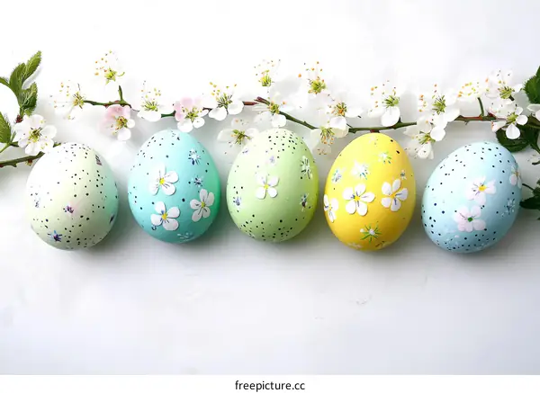 Colorful Easter Eggs with Floral Decorations