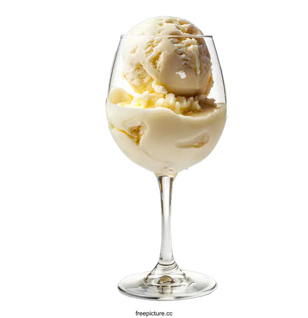 [Transparent Background PNG]Vanilla ice cream in a glass