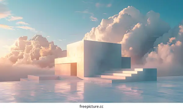 Abstract Architecture with Clouds and Sky