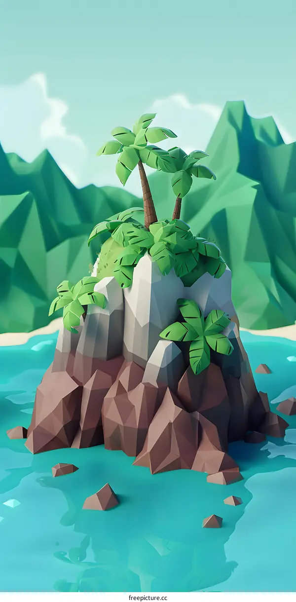 Low Poly Palm Tree Island