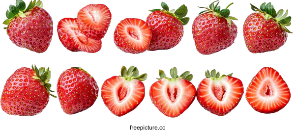 [Transparent Background PNG]Fresh Strawberries Collection