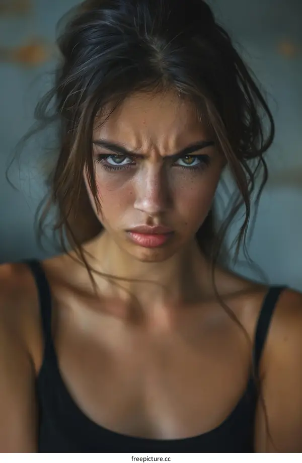 Close Up Portrait of a Woman with Strong Emotions