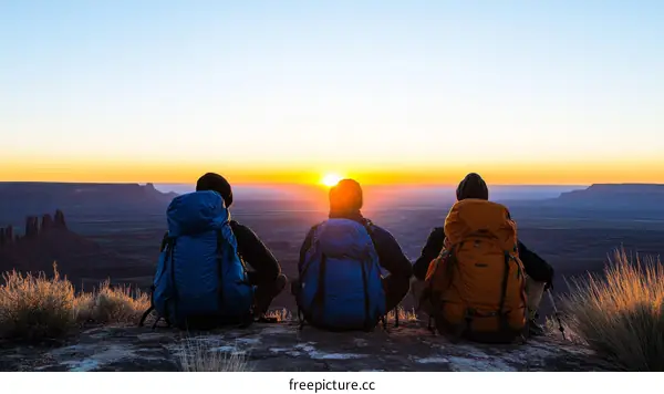 Sunrise View with Hikers