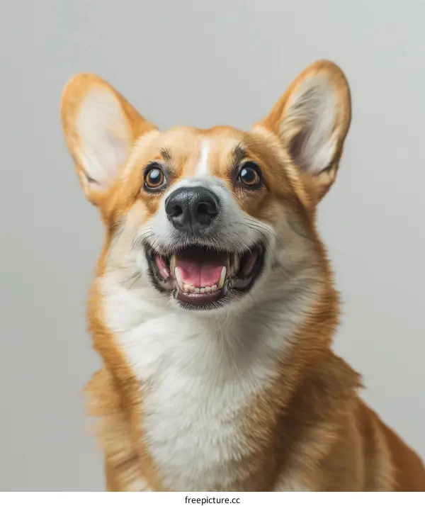 A happy looking brown and white corgi dog