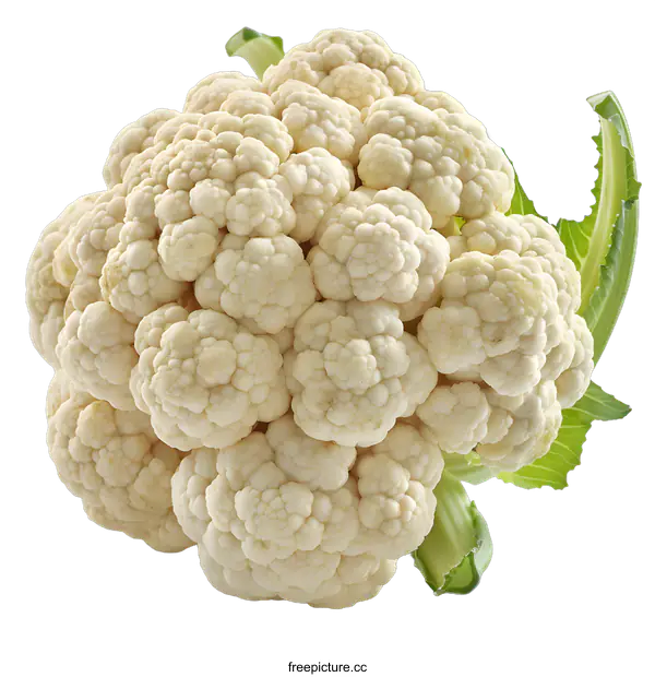 [Transparent Background PNG]Fresh White Cauliflower Isolated On White Background
