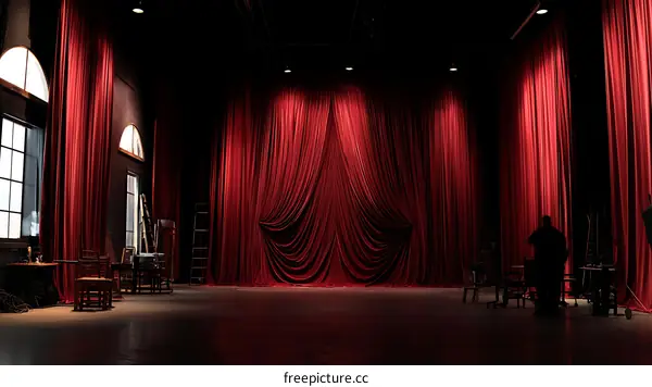 Red Draped Stage Backstage Area