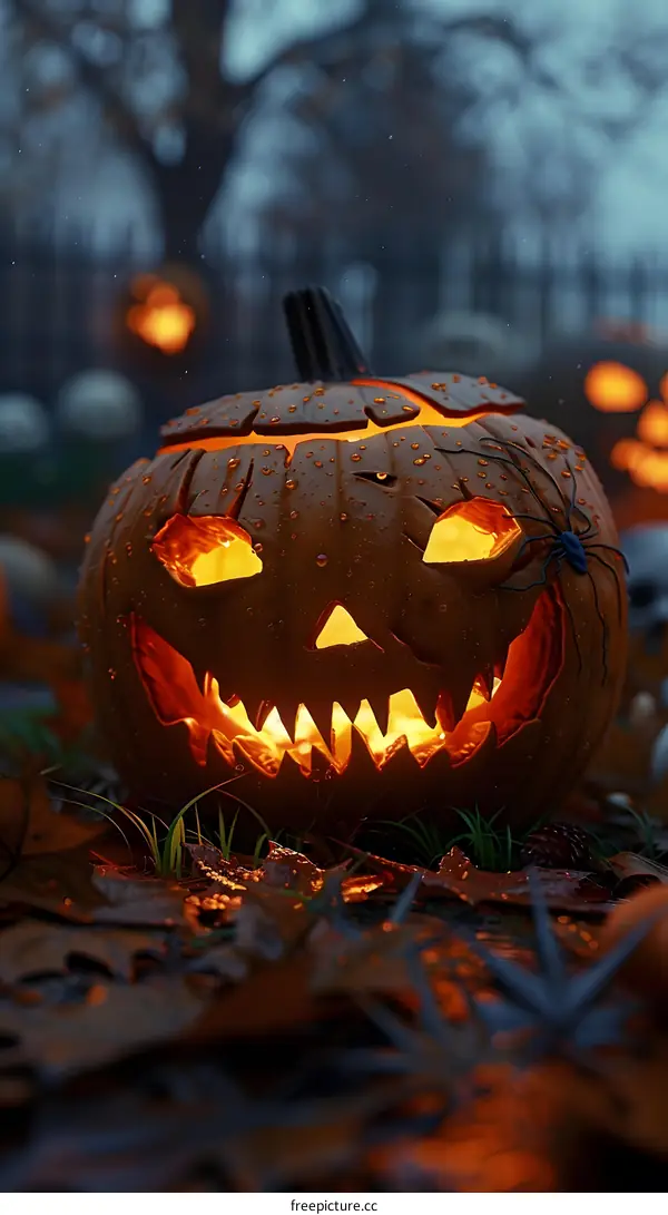 Spooky Pumpkin in Graveyard