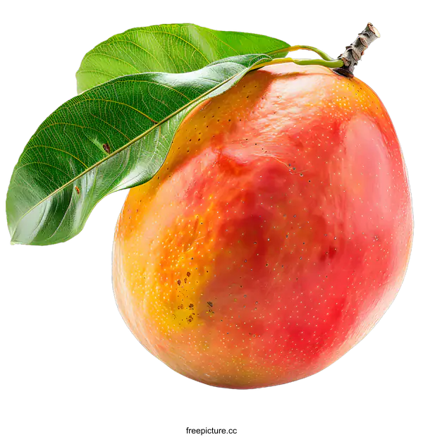 [Transparent Background PNG]Fresh Mango with Leaf