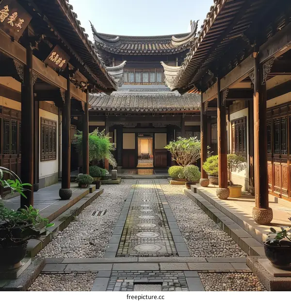 Courtyard of a traditional chinese courtyard house
