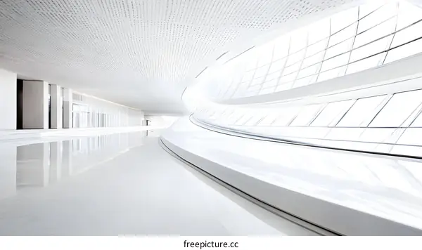 Modern Architecture Interior Design with Curved Walls and Large Windows