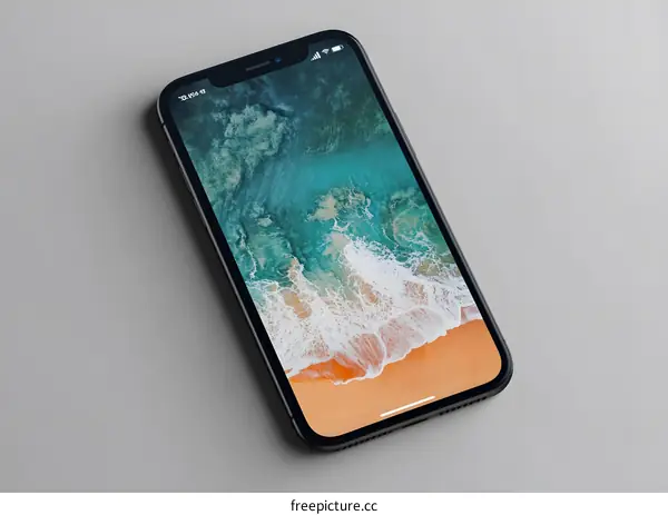 Smartphone with Ocean View Wallpaper