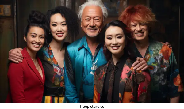 Portrait of a happy Asian family