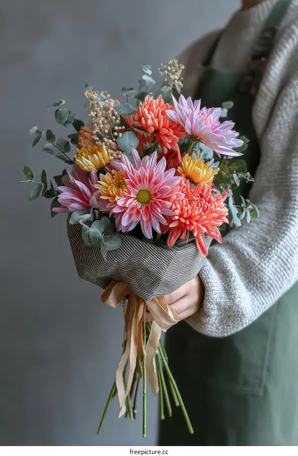 Colorful Flower Bouquet Held by a Person