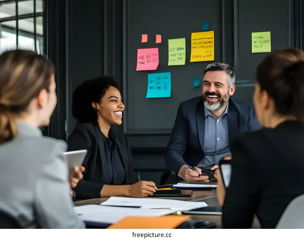 Meeting Room, Business Team Working on Project