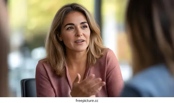 Woman Speaking to Another Woman in a Professional Setting