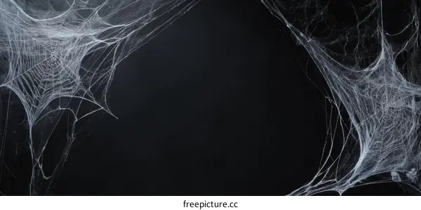Spooky Spiderwebs on Black Background