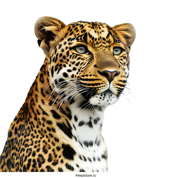 [Transparent Background PNG]Close Up Portrait of Leopard with White Background