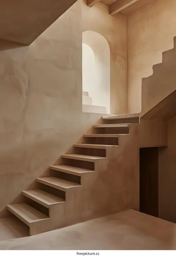Modern Concrete Staircase in a Minimalist Interior Design