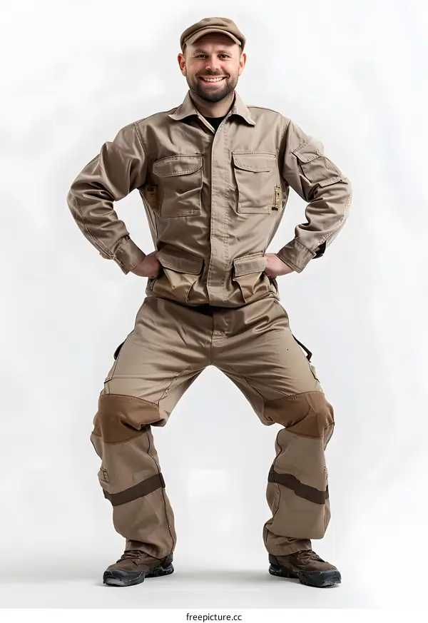 Construction Worker in Uniform Posing