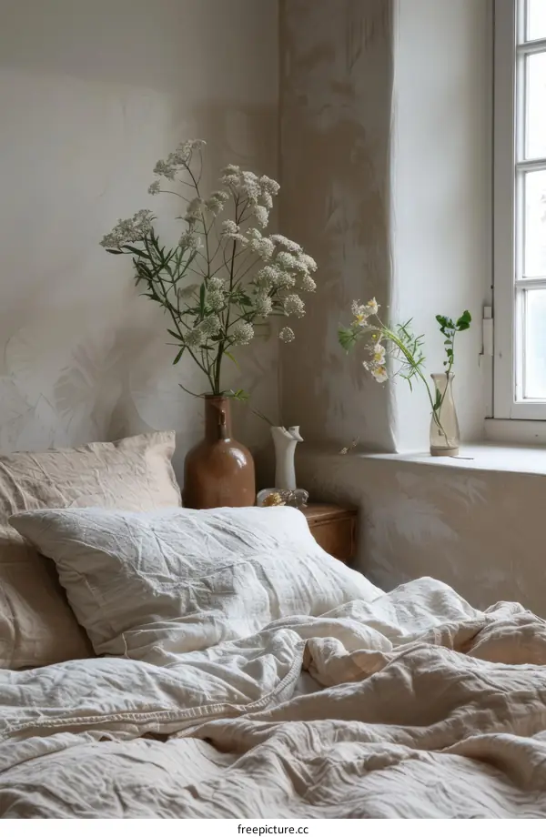 Elegant Minimalist Bedroom with Natural Touches