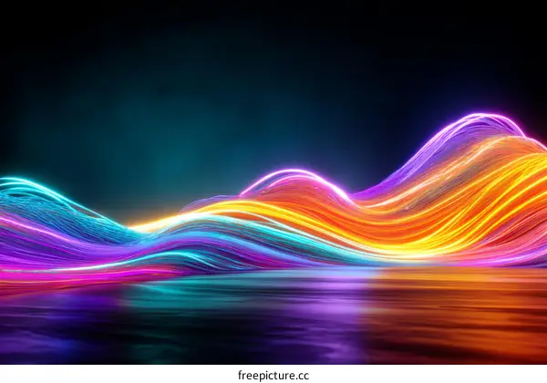 Abstract Neon Light Waves Background Design