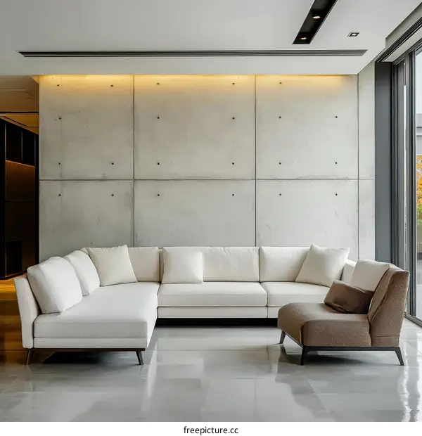 Modern Minimalist Living Room with Sectional Sofa