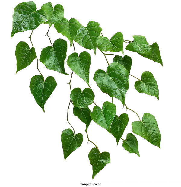 [Transparent Background PNG]Green Heart-Shaped Leaves on White Background