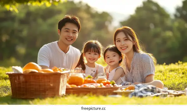Happy Family Picnic in the Park