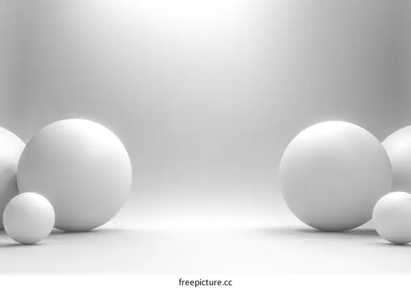 Abstract Minimalist White Sphere Composition