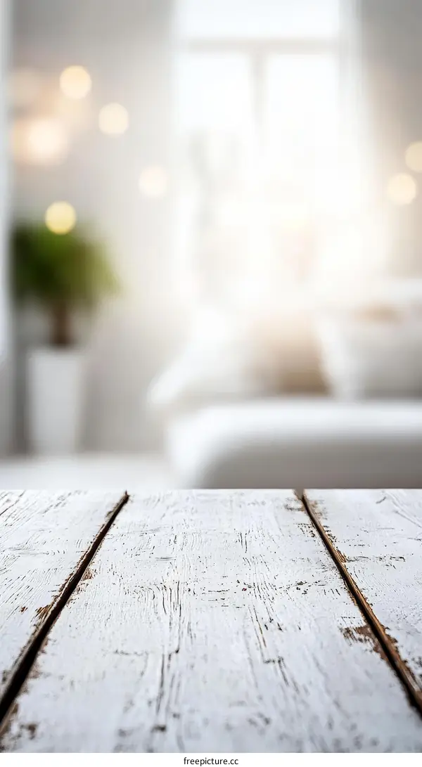White Wooden Table Top in Modern Interior