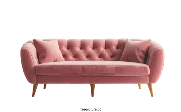 [Transparent Background PNG]Modern Pink Sofa with Mid-Century Style