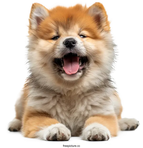 [Transparent Background PNG]Fluffy Puppy Portrait on White Background