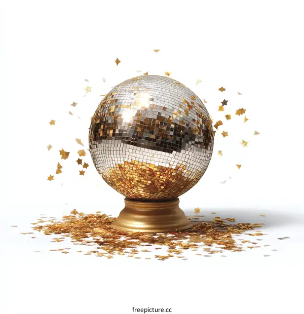 Golden Disco Ball with Glitters