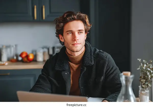 Young Caucasian Man Working From Home