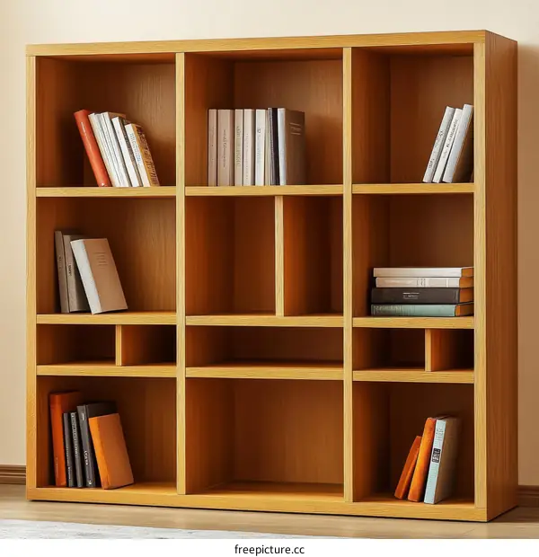 Modern Wooden Bookcase with Compartments