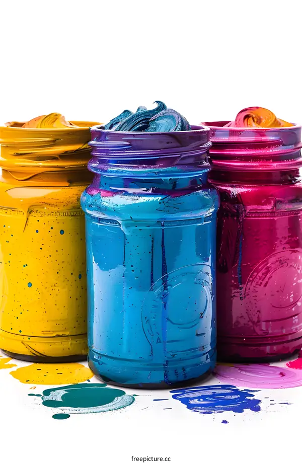 Colorful Paint Jars Splashes