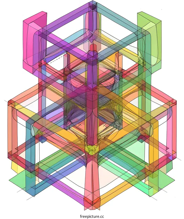 Abstract Colorful Geometric Shapes Intersecting