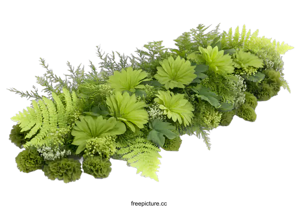 [Transparent Background PNG]Green Plants Border Isolated on White Background