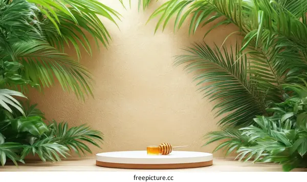 Tropical Plant Display with Honey Dipper