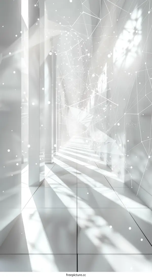 Futuristic White Corridor with Columns