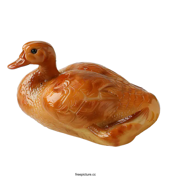 [Transparent Background PNG]Carved amber duck figurine