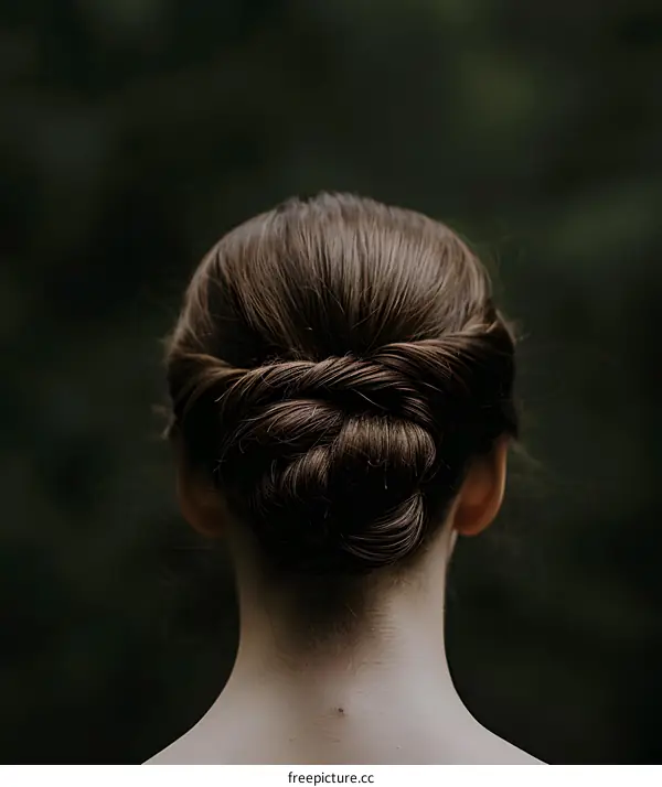 Woman with Long Brown Hair in a Bun