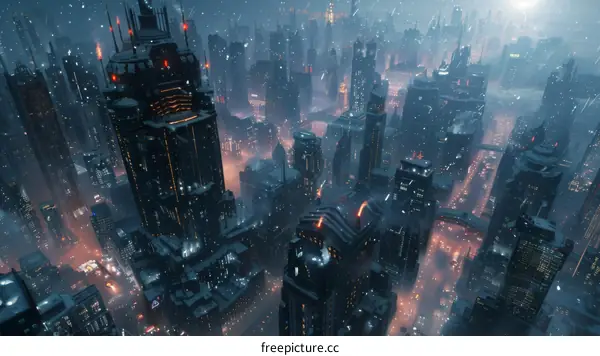 Futuristic Urban Cityscape at Night