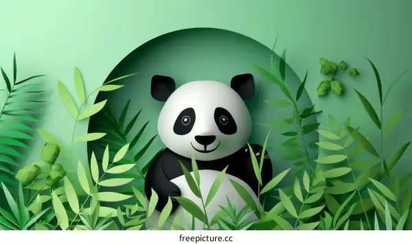 cute cartoon panda in the jungle
