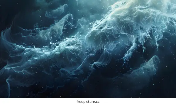 Abstract Blue Nebula Background Illustration