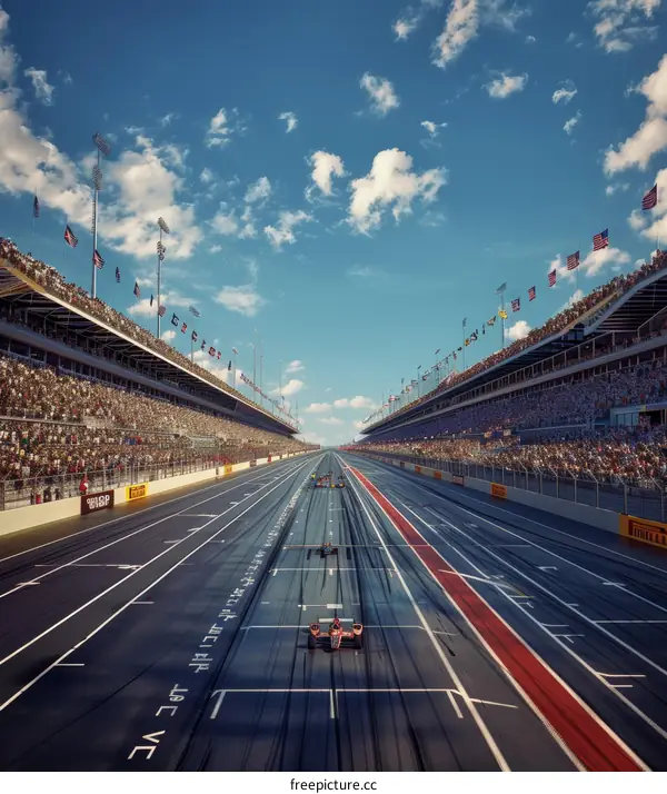 Exhilarating Motor Racing Circuit with Cars in Motion